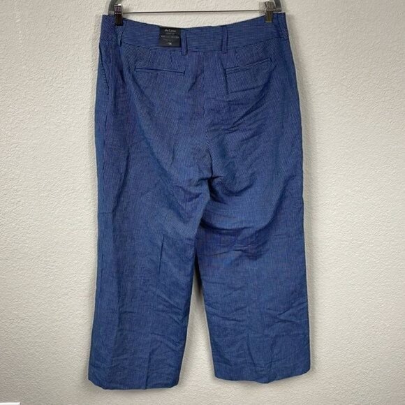 NWT Lane Bryant The Lena Wide Leg Trouser Pant Blue Pinstripe Linen Blend Sz 14 - Picture 3 of 12